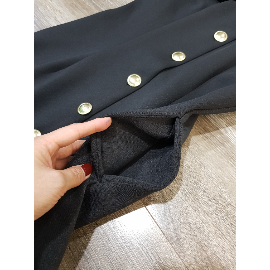Đầm váy KARL hàng xuất dư xịn dáng midi phối cúc sang chảnh