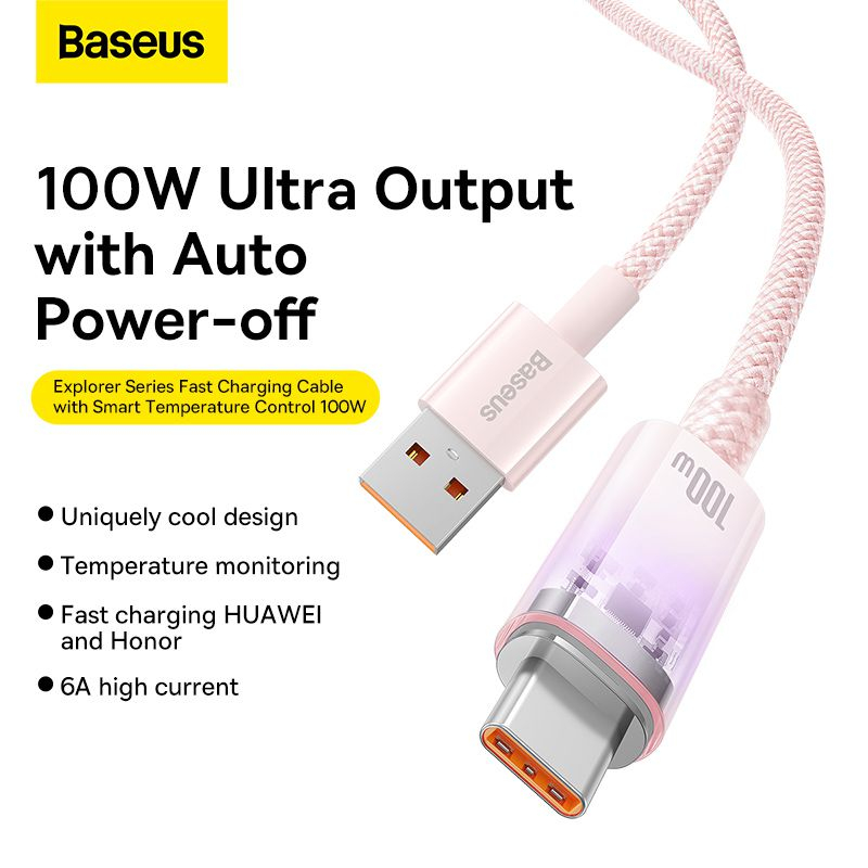 Cáp Sạc Nhanh Baseus Explorer Series 2 USB to Type-C 100W Cho Samsung Huawei Xiaomi