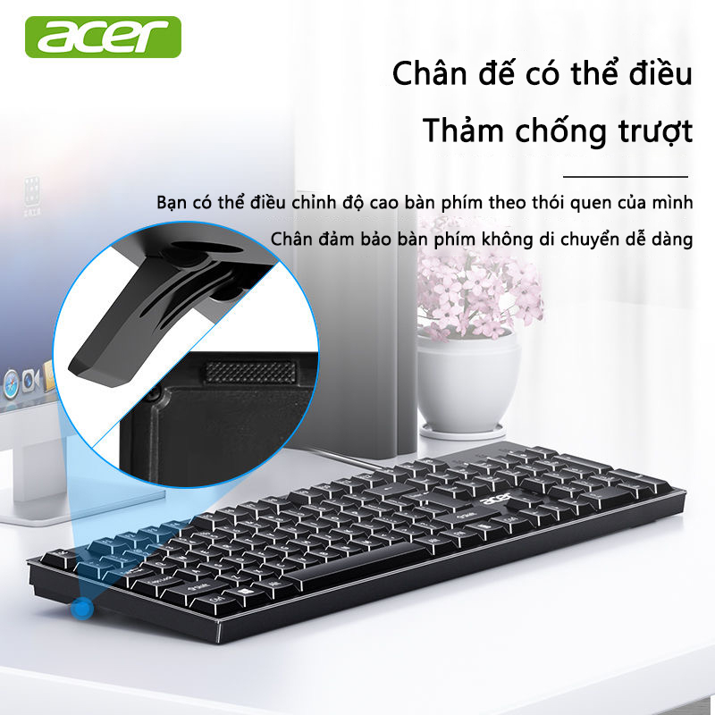 Bàn phím có dây Acer K212b chuyên dụng cho văn phòng và chơi game phù hợp cho máy tính để bàn, laptop | BigBuy360 - bigbuy360.vn