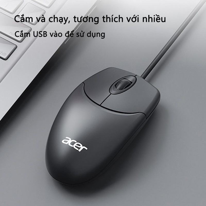 Chuột có dây Acer M117 im lặng phù hợp cho máy tính để bàn, laptop Chuột văn phòng chuyên nghiệp
