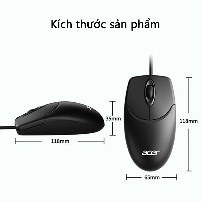 Chuột có dây Acer M117 im lặng phù hợp cho máy tính để bàn, laptop Chuột văn phòng chuyên nghiệp