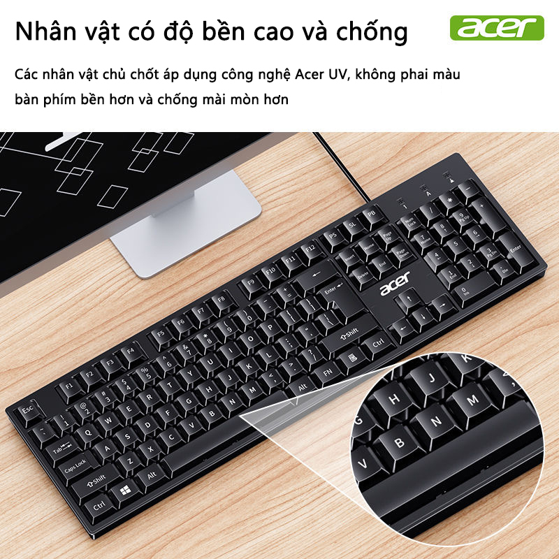 Bàn phím có dây Acer K212b chuyên dụng cho văn phòng và chơi game phù hợp cho máy tính để bàn laptop | BigBuy360 - bigbuy360.vn