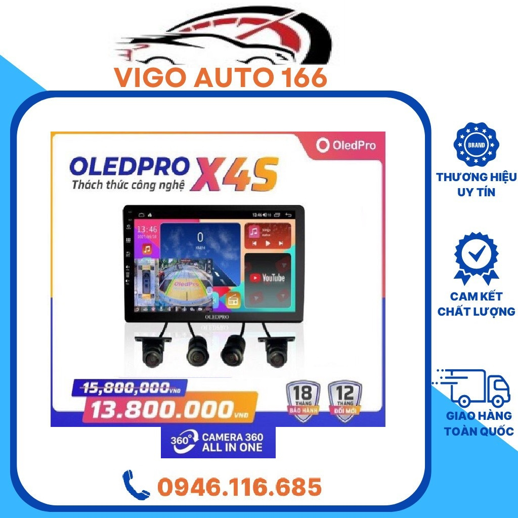 Màn Hình DVD Liền Camera 360 New X4S Ram 4G-32G Chip 8 Nhân, 4 Mắt Cam AHD SONY Siêu Sắc Nét, 360 Kính Xanh, Bh 18 - Vig