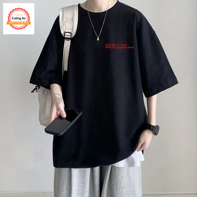 Áo thun nam, áo phông nam tay ngắn, tay lỡ cổ tròn chất cotton dày dặn thoáng mát  ATN057 - Cường An Fashion