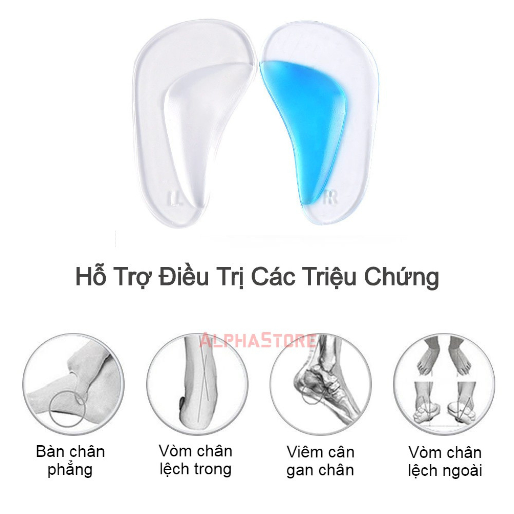 Lót Giày Chỉnh Hình Bàn Chân Bẹt - Hỗ Trợ Tạo Vòm Bàn Chân - Tùy Chọn Size Người Lớn Và Trẻ Em