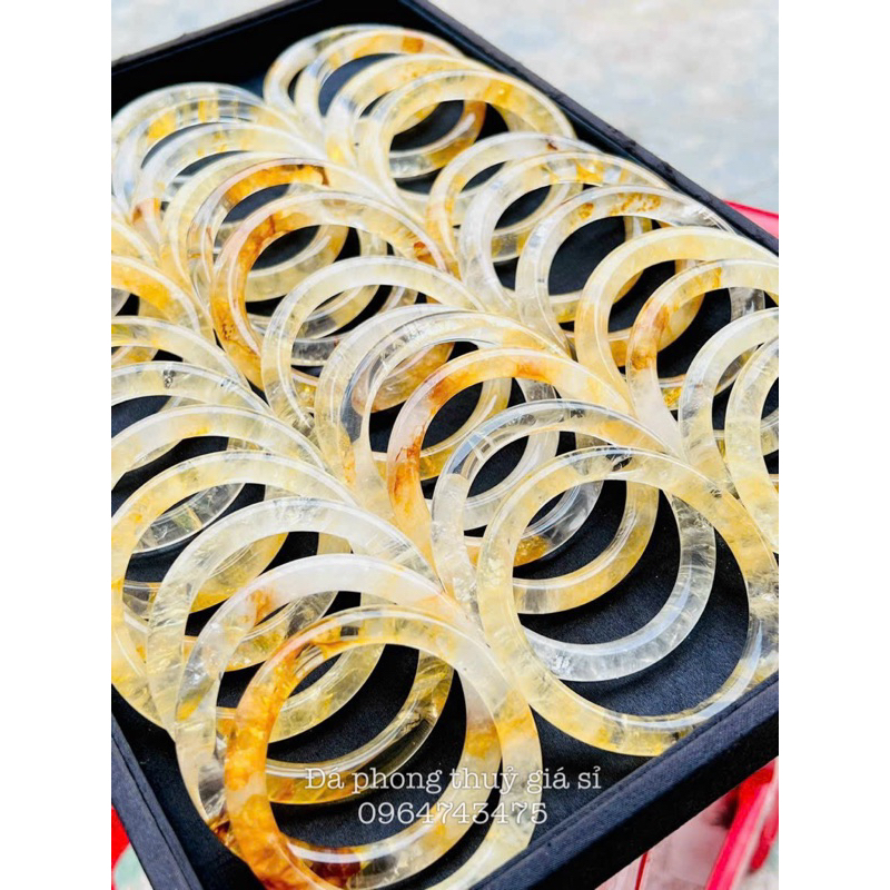 Vòng bản liền thach anh ưu linh vàng siêu vip size 52-58mm kèm hộp gấm cao cấp