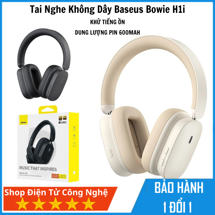 Tai nghe không dây Baseus Bowie H1i, Bluetooth 5.3, dung lượng pin 6000mAh, Chống ồn hiệu quả