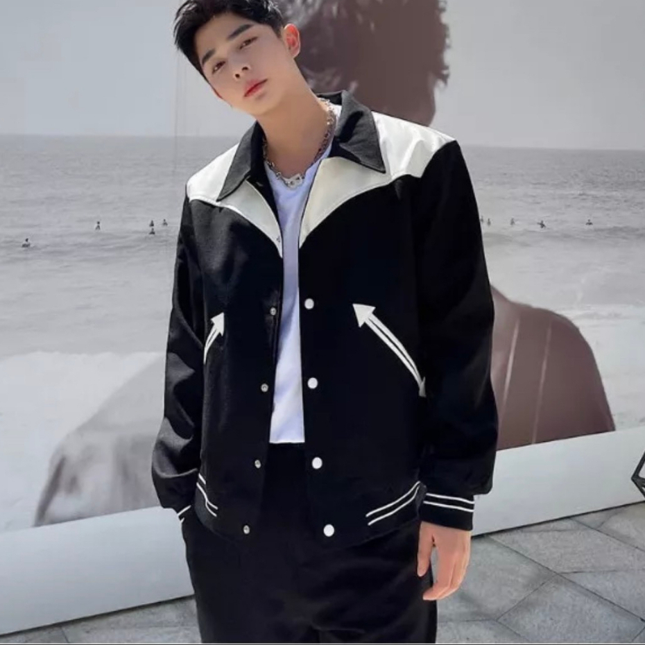 Áo khoác Bomber Varsity phối viền da chất liệu dạ 2lớp nam nữ, áo bomber Varsity mặc cực đẹp cực hot