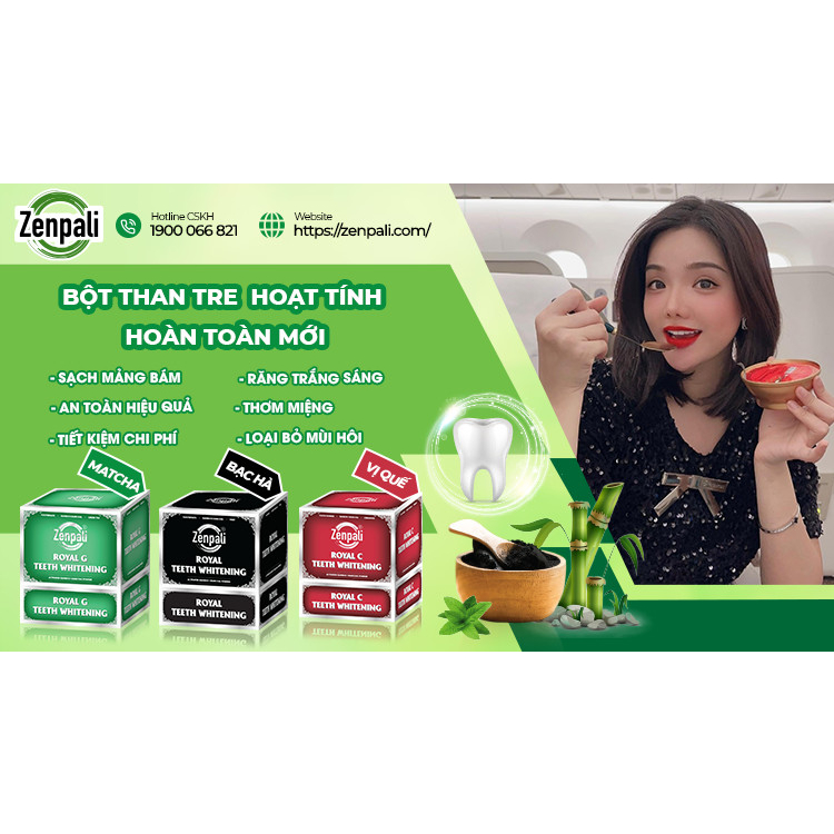Bột Trắng răng Royal Teeth Whitening Zenpali phiên bản mới Vị Bạc Hà - Matcha