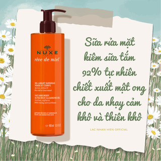 [Auth Pháp] SỮA RỬA MẶT KIÊM SỮA TẮM NUXE RÊVE DE MIEL FACE AND BODY ULTRA-RICH CLEANSING GEL CHO DA NHẠY CẢM KHÔ