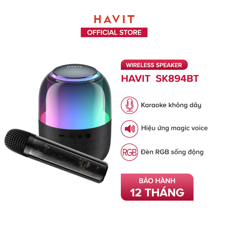 Loa Karaoke Mini HAVIT SK894BT, BT 5.0, Đèn RGB, Công Suất 5W, Thời Gian Nghe Đến 6H - Hàng Chính Hãng