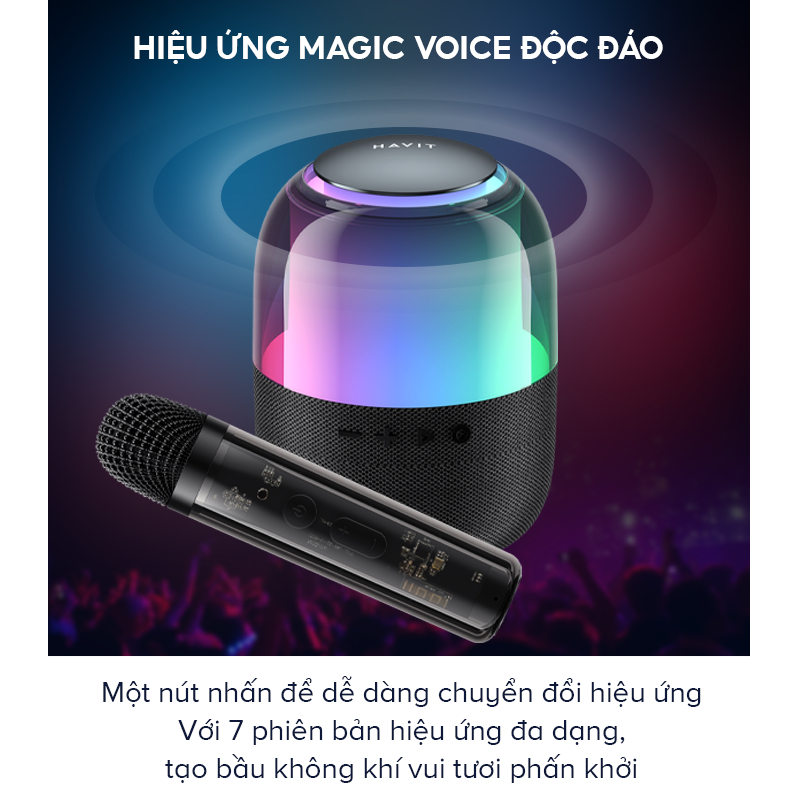 Loa Karaoke Mini HAVIT SK894BT, BT 5.0, Đèn RGB, Công Suất 5W, Thời Gian Nghe Đến 6H - Hàng Chính Hãng