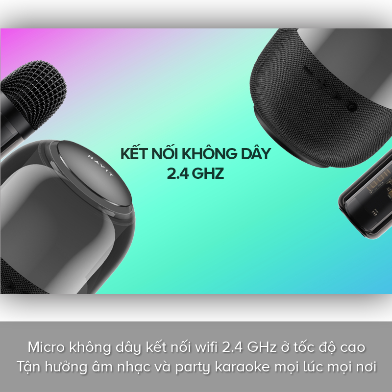 Loa Karaoke Mini HAVIT SK894BT, BT 5.0, Đèn RGB, Công Suất 5W, Thời Gian Nghe Đến 6H - Hàng Chính Hãng