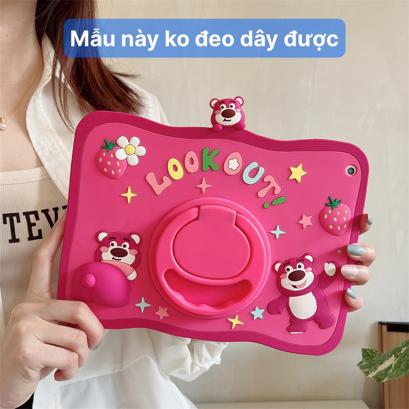 Ốp Gấu Dâu Ipad Air1/2/3/4/5/Gen7/8/9/10/M1/M2/11pro