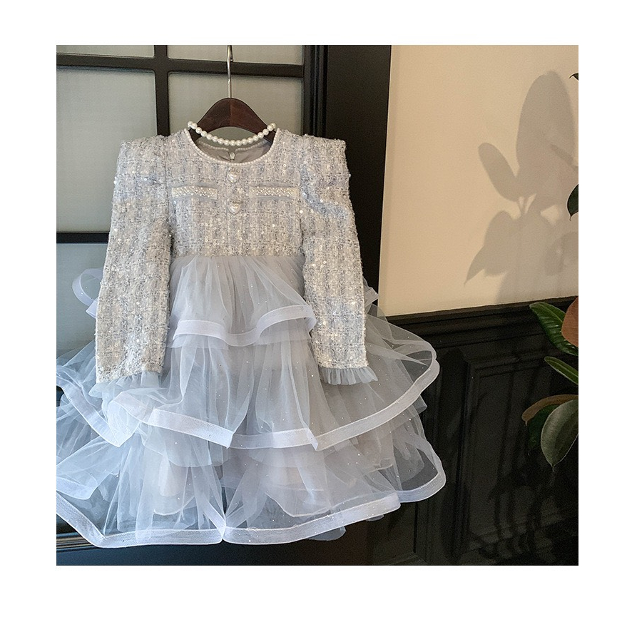 Váy Bồng Vải Tweed Phong Cách Tiểu Thư QCCC Bé Gái