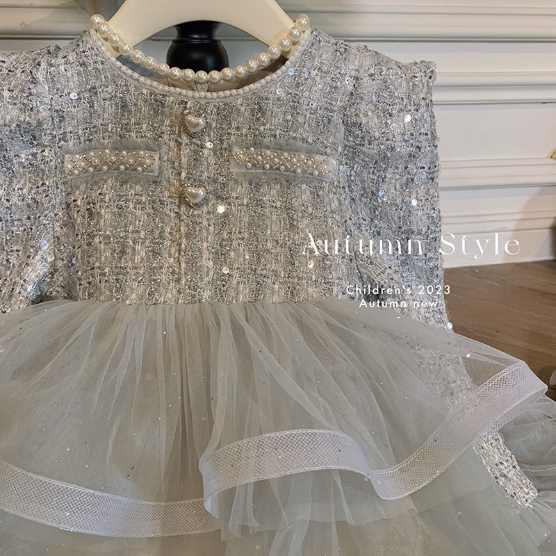 Váy Bồng Vải Tweed Phong Cách Tiểu Thư QCCC Bé Gái