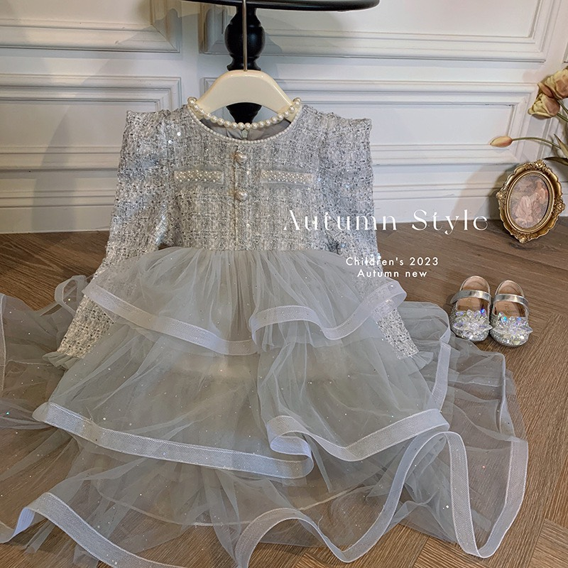 Váy Bồng Vải Tweed Phong Cách Tiểu Thư QCCC Bé Gái