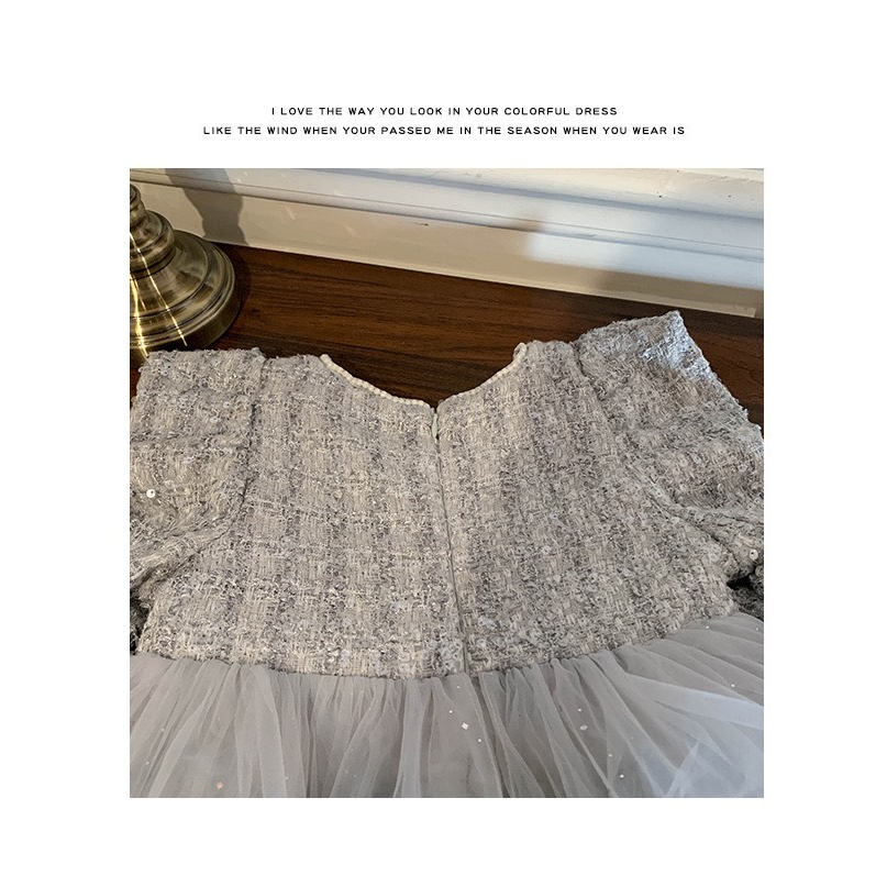 Váy Bồng Vải Tweed Phong Cách Tiểu Thư QCCC Bé Gái