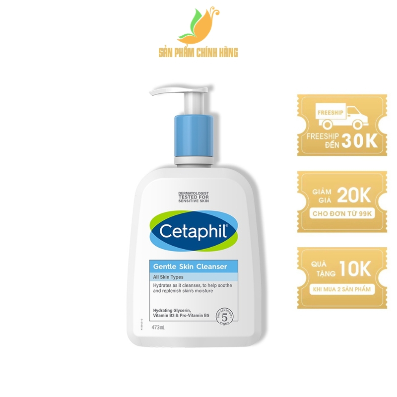 Sữa rửa mặt dịu nhẹ Cetaphil 473ml mẫu dành cho da dầu và da nhạy cảm chính hãng | BigBuy360 - bigbuy360.vn