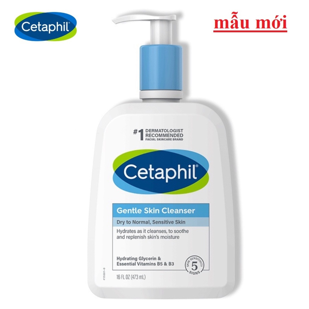 Sữa rửa mặt dịu nhẹ Cetaphil 473ml mẫu dành cho da dầu và da nhạy cảm chính hãng | BigBuy360 - bigbuy360.vn