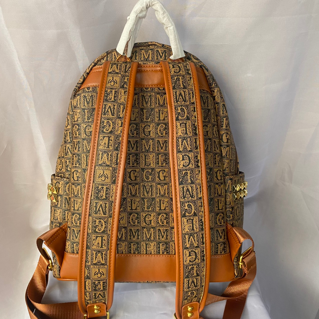 Balo da nam nữ hoạ tiết chữ GML da cao cấp kèm cún treo size đại.