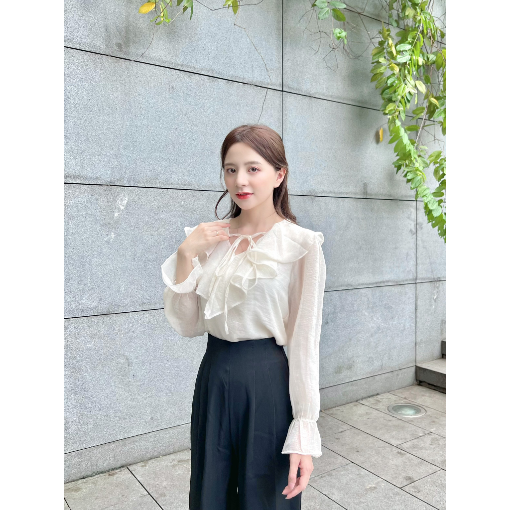Áo sơ mi nữ cổ bèo tiểu thư dài tay chất tơ mềm 2 lớp - 247store.vn - Aotohatkem019/P0K19
