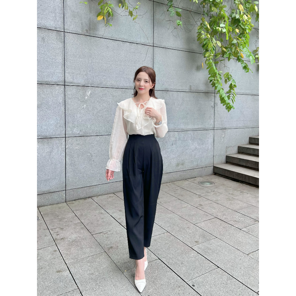 Áo sơ mi nữ cổ bèo tiểu thư dài tay chất tơ mềm 2 lớp - 247store.vn - Aotohatkem019/P0K19