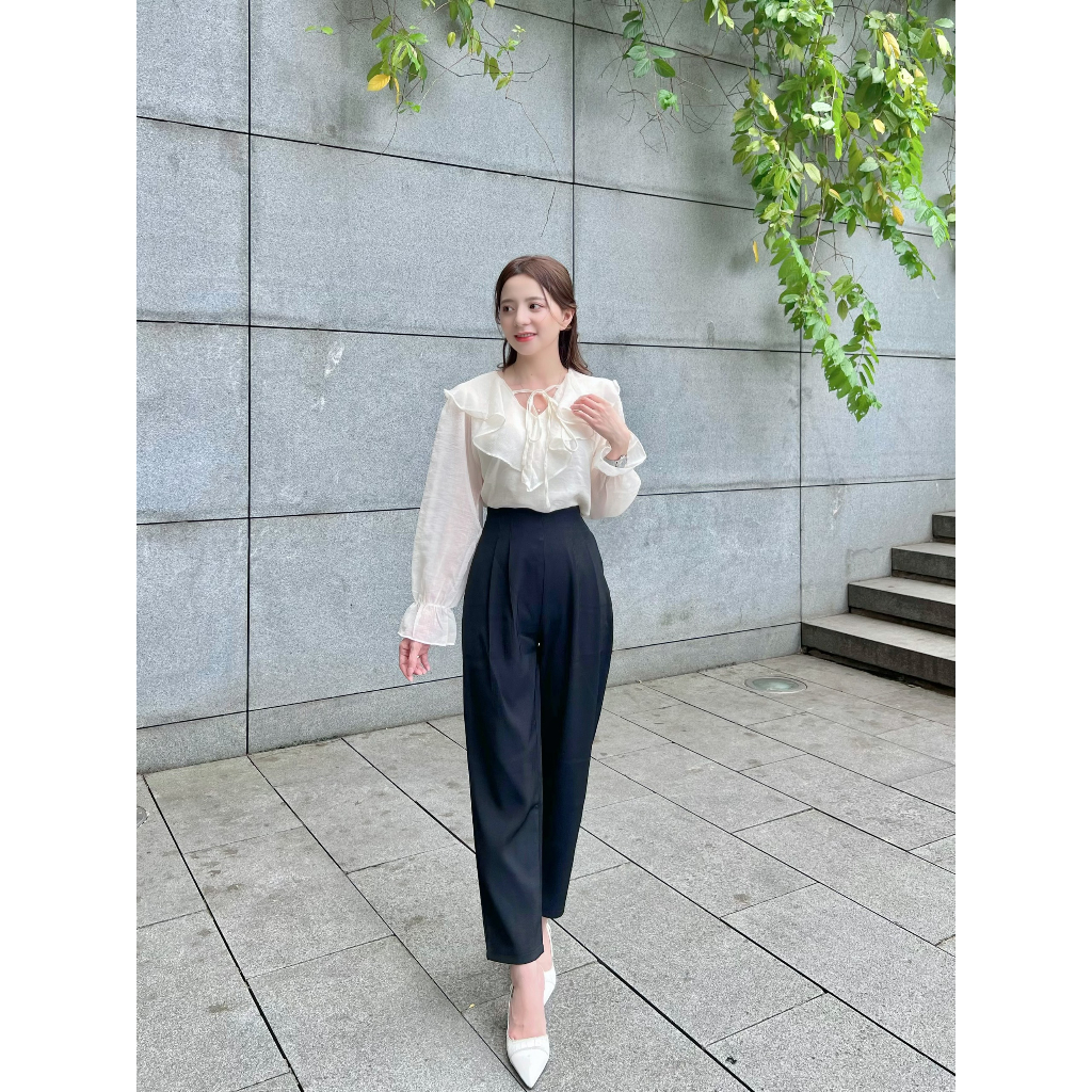 Áo sơ mi nữ cổ bèo tiểu thư dài tay chất tơ mềm 2 lớp - 247store.vn - Aotohatkem019/P0K19