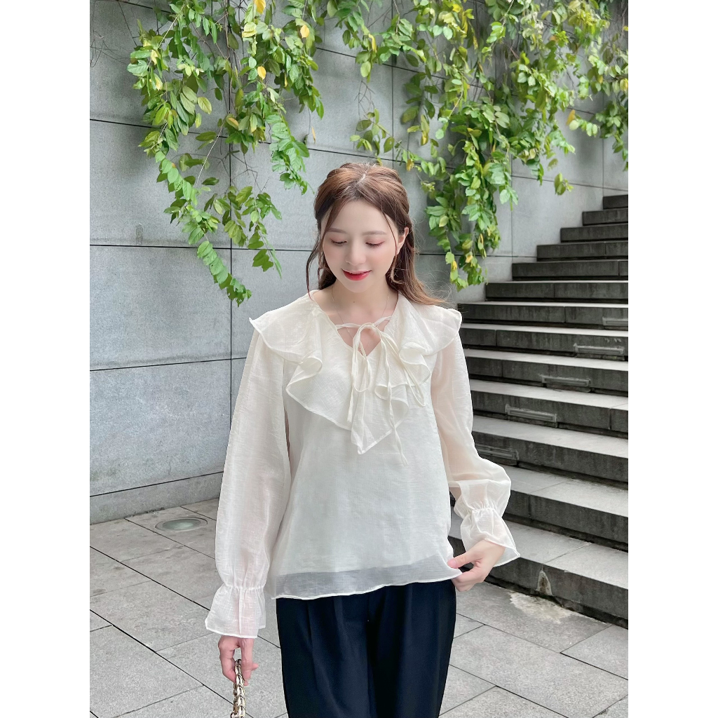 Áo sơ mi nữ cổ bèo tiểu thư dài tay chất tơ mềm 2 lớp - 247store.vn - Aotohatkem019/P0K19