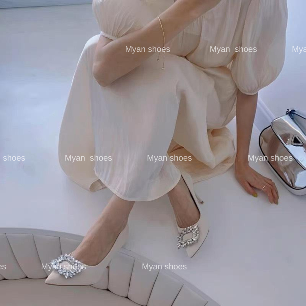 Giày cao gót bít mũi đính đá gót nhọn 7cm thanh lịch duyên dáng