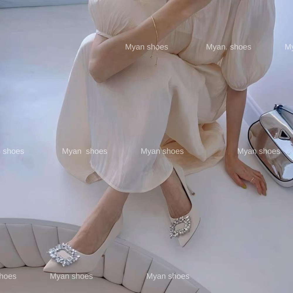 Giày cao gót bít mũi đính đá gót nhọn 7cm thanh lịch duyên dáng