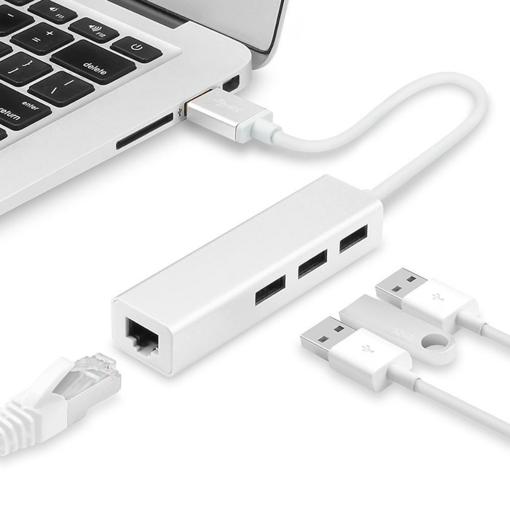 Bộ Chuyển Đổi Hub 4 Trong 1 Loại Type C USB A sang 3 Cổng USB 2.0 RJ45 cổng mạng Lan cho laptop PC táo 4 in 1