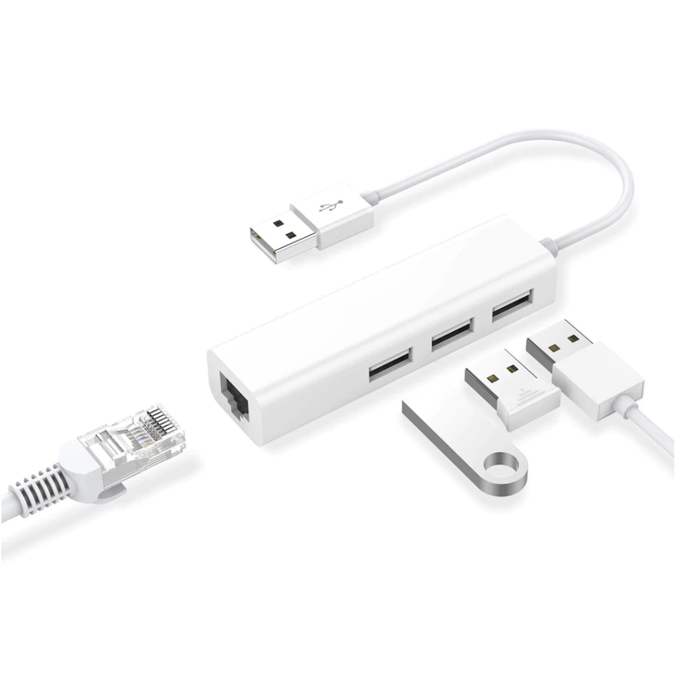 Bộ Chuyển Đổi Hub 4 Trong 1 Loại Type C USB A sang 3 Cổng USB 2.0 RJ45 cổng mạng Lan cho laptop PC táo 4 in 1