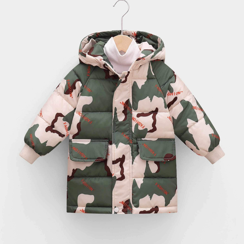 Áo phao mũ dáng dài, Áo Khoác Phao dáng dài cho bé, dày dặn siêu ấm