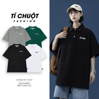[Nhập THOITOI20 Giảm 20%] Áo polo basic nam nữ Ti:out local brand logo thêu, Áo cổ bẻ trơn unisex tay lỡ form rộng