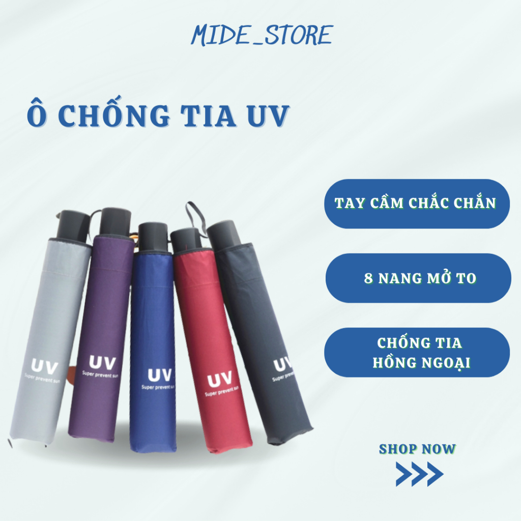 Ô Dù Chống Tia UV, Ô Cầm Tay Nhỏ Gọn Tiện Dụng Che Nắng Che Mưa