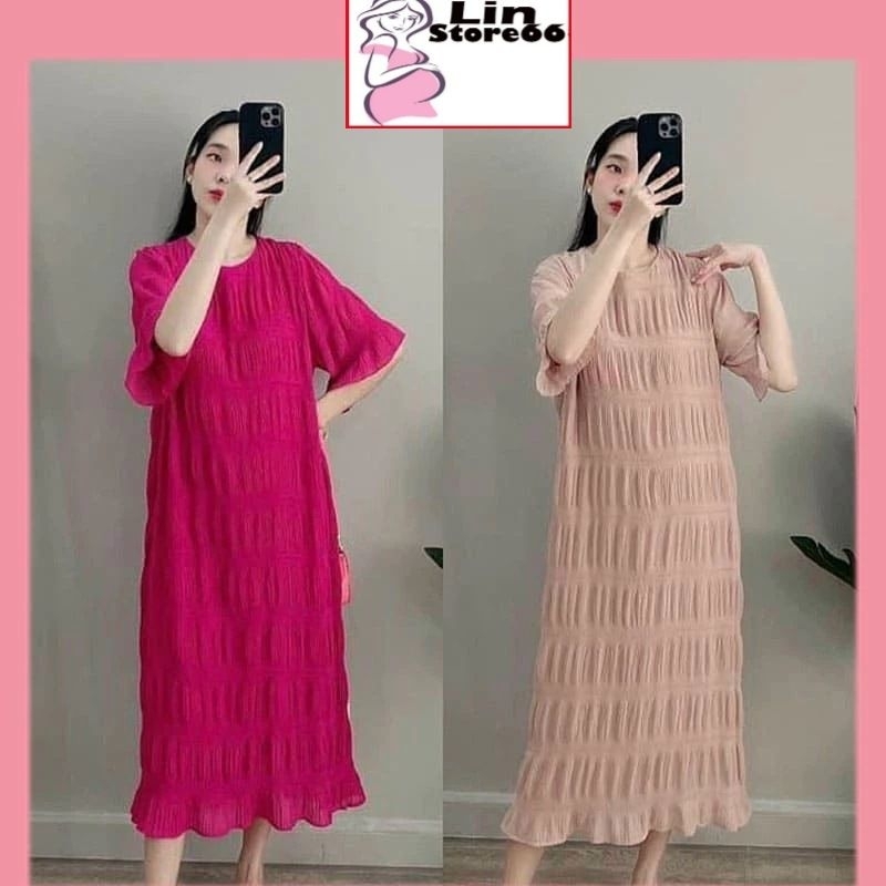 Váy Bầu Đầm Bầu Dáng Dài Suông Thiết Kế Xinh Xắn Đi Làm Đi Chơi A174 Lin Store66