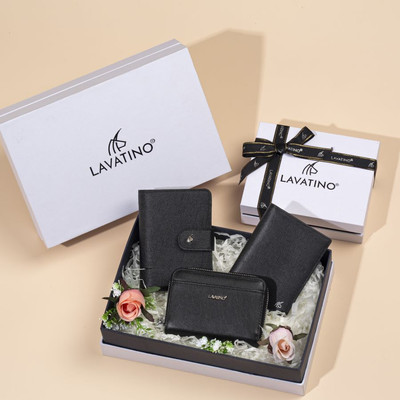 [Set Quà Tặng Cho Nữ] Combo ví cầm tay, ví dài nữ Winie 03 Da saffiano chính hãng LAVATINO