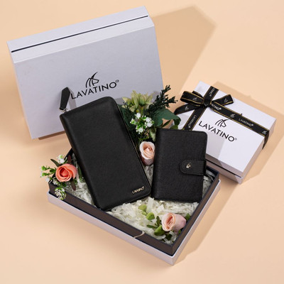 [Set Quà Tặng Cho Nữ] Combo ví cầm tay, ví dài nữ Midi 02 Da saffiano chính hãng LAVATINO