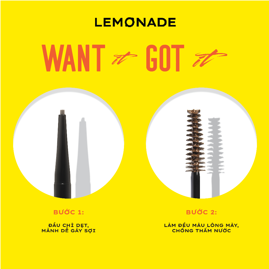 Combo Lemonade Phấn nước siêu kiềm dầu Supermatte Cushion 15g và Chì kẻ mày 2 đầu Want It Got It 2.75g