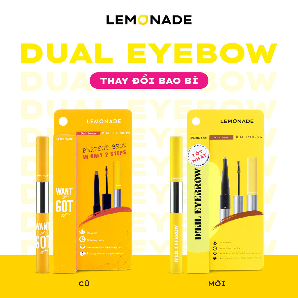 Combo 2 chì kẻ mày 2 đầu Lemonade Want It Got It Dual Eyebrow 2.75gx2