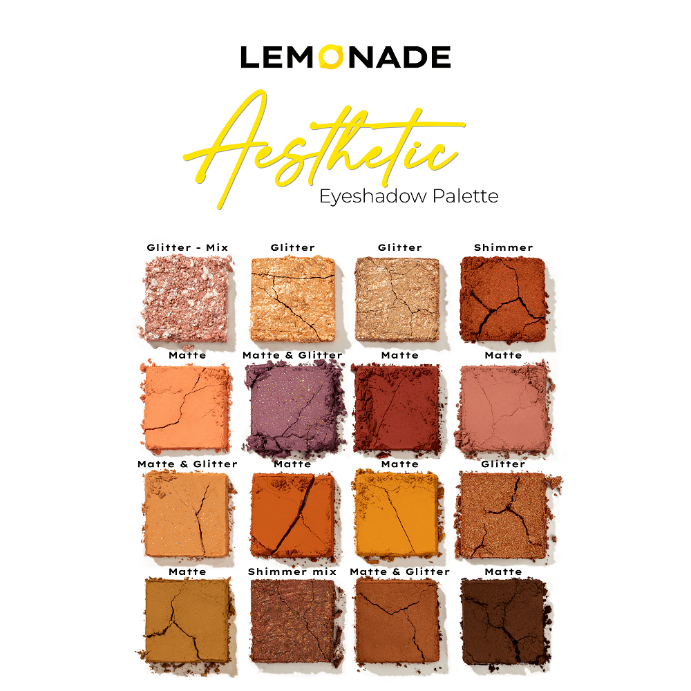 Combo Lemonade Bảng phấn mắt Aesthetic Eyeshadow Palette 20.8g và Chì kẻ mày 2 đầu Want It Got It 2.75g