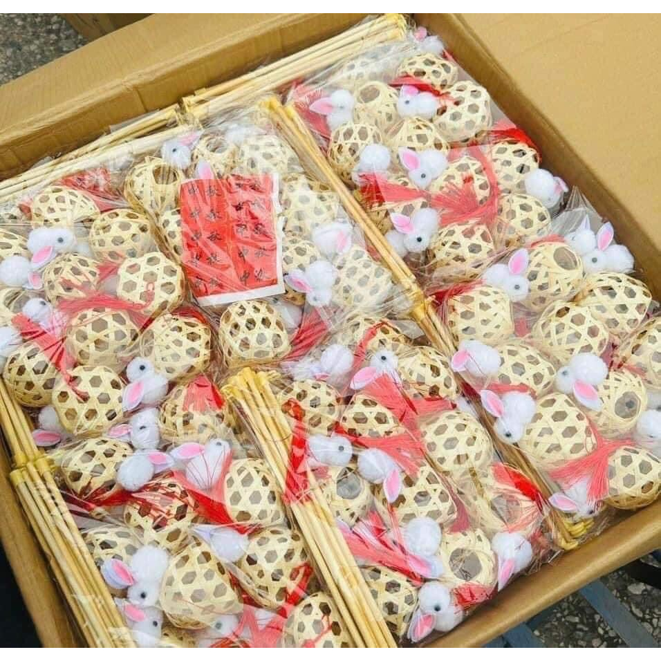 Đèn lồng thỏ giỏ tre thủ công cho bé vui Trung thu