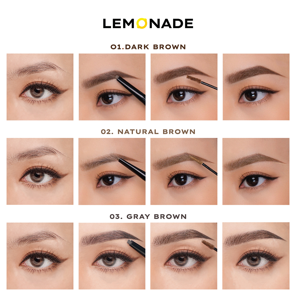 Combo trọn bộ trang điểm mắt LEMONADE gồm 01 Mascara 7.5g + 01 Eyeliner 1g + 01 Eyebrow 2.75g