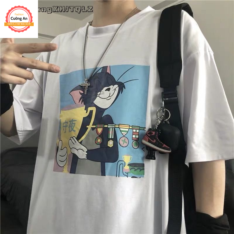 Áo thun nam, áo phông nam tay ngắn, tay lỡ cổ tròn chất cotton dày dặn thoáng mát  ATN072 - Cường An Fashion