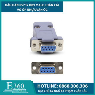 Đầu hàn rs232 db9 male chân cái, vỏ ốp nhựa vặn ốc