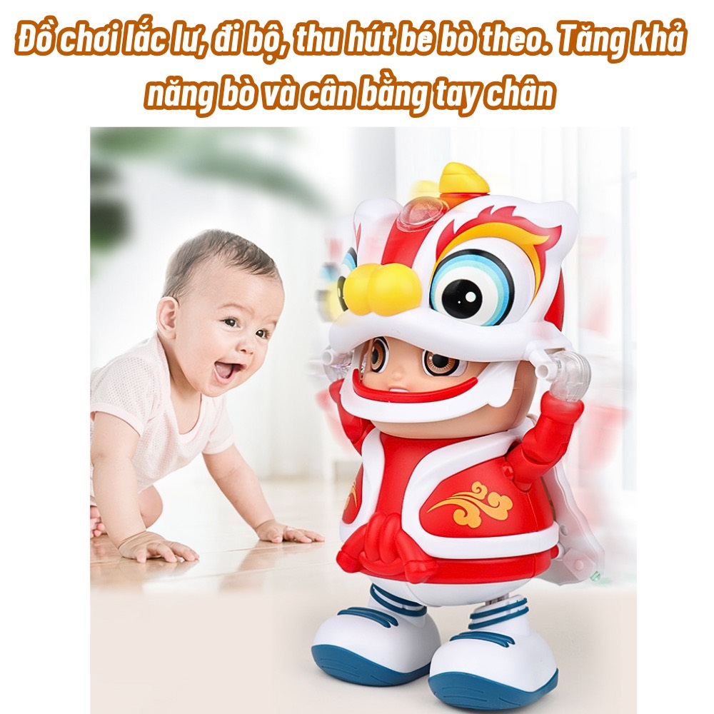Đồ Chơi Trung Thu Chú Bé Múa Lân Có Đèn Nhạc Vui Nhộn Cho Bé, Quà Tặng Lân Múa Cho Bé Trai Bé Gái.