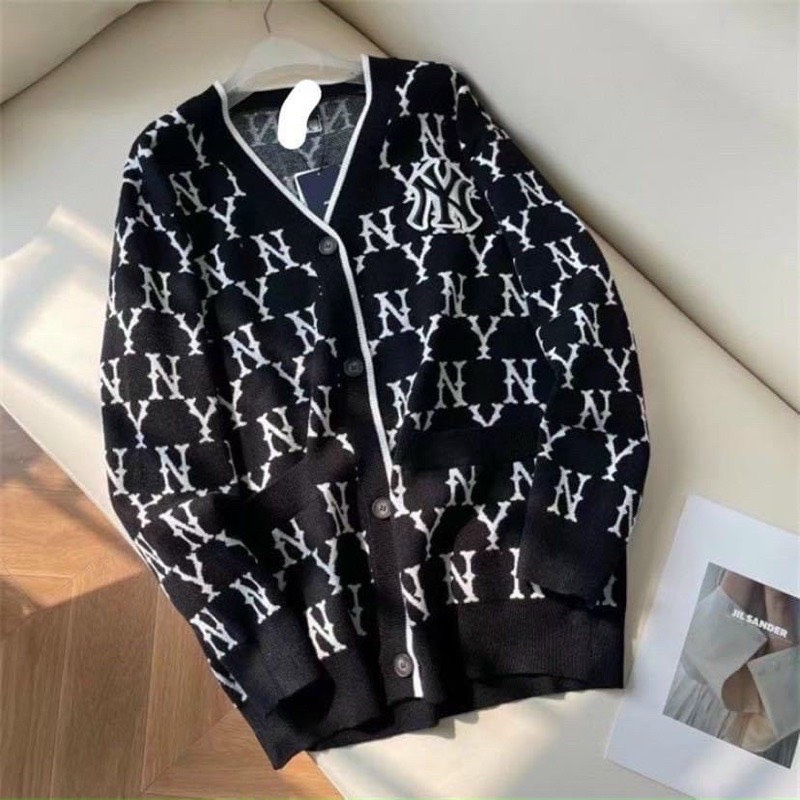 Áo Khoác Cardigan NY Len Form Rộng Unisex Nữ