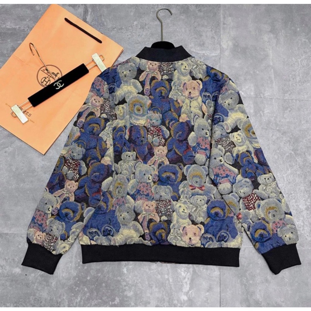 Áo Khoác, Áo Bomber Gấu 2 Lớp In Hình Hoạ Tiết Cao Cấp