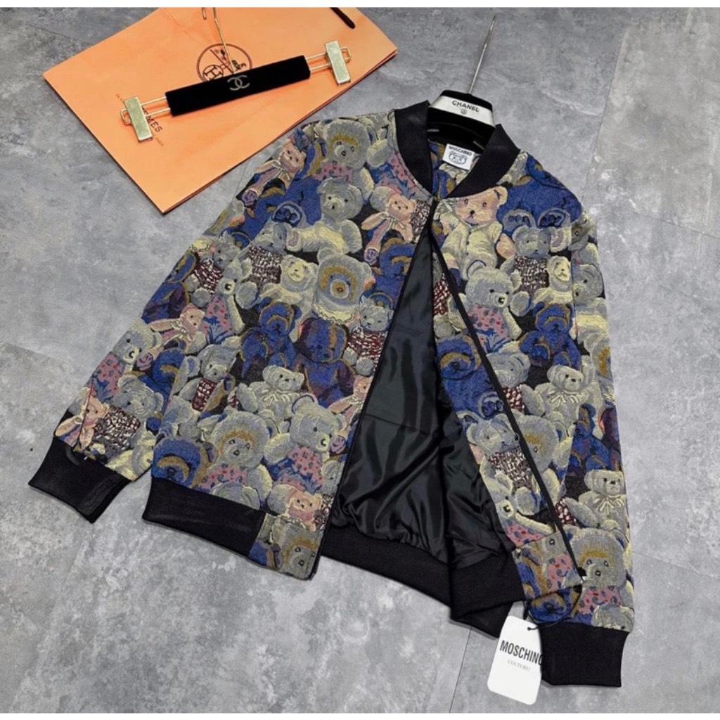 Áo Khoác, Áo Bomber Gấu 2 Lớp In Hình Hoạ Tiết Cao Cấp